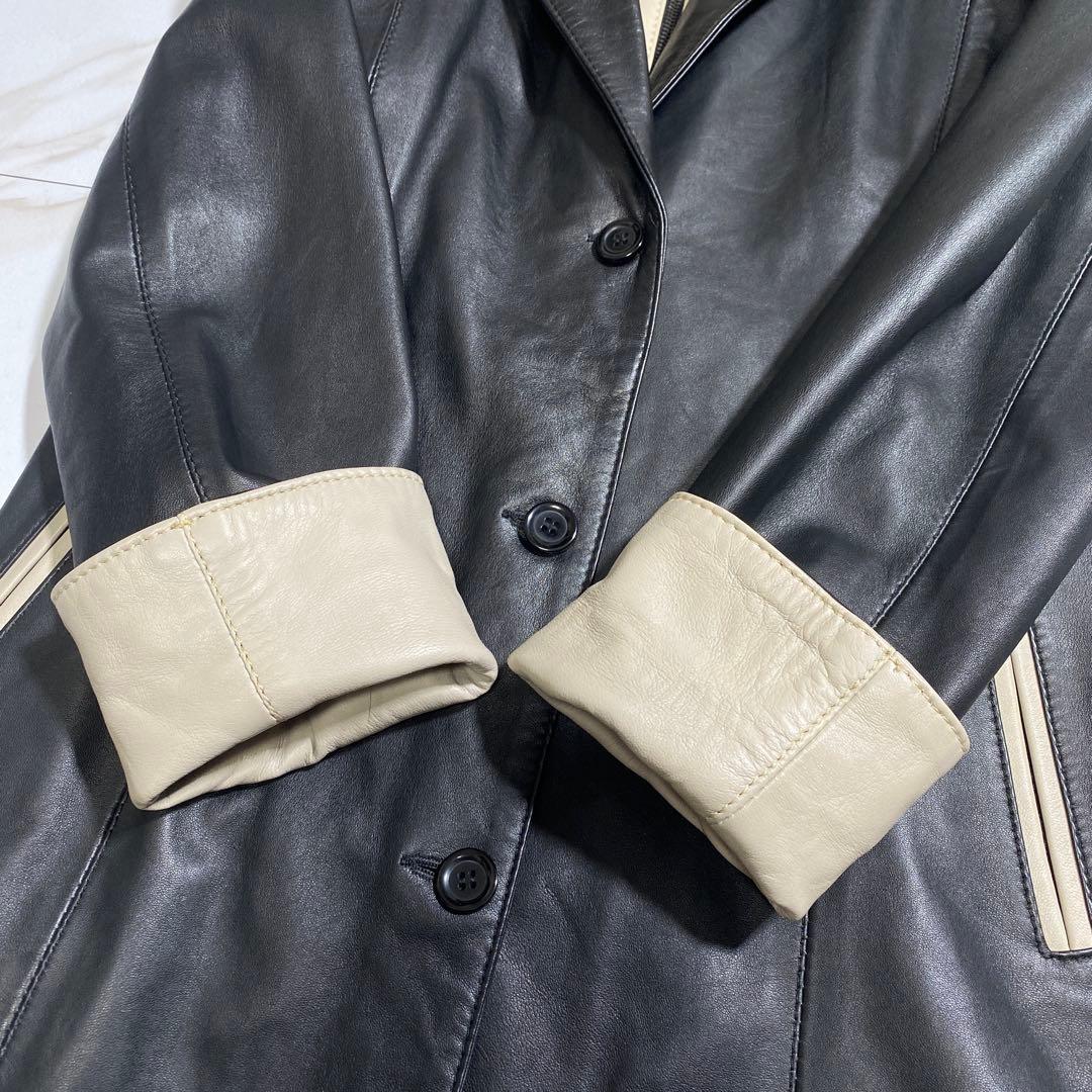 希少⭐︎ヴィンテージ ラムレザー 羊革 ダブルジップ ロングチェスターコート