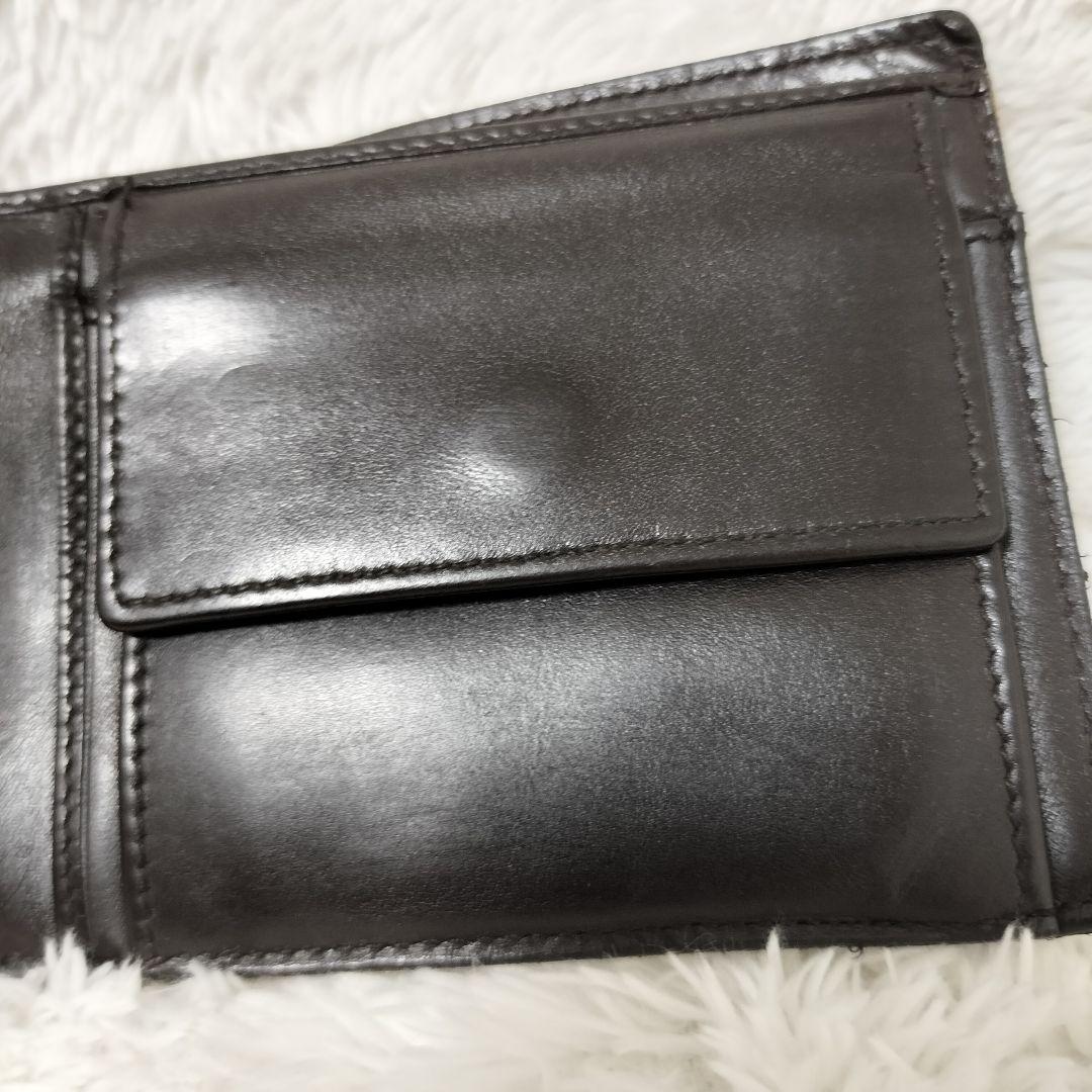 ボッテガヴェネタ　折り財布　レザー　ダークブラウン　フラップ　イントレチャート