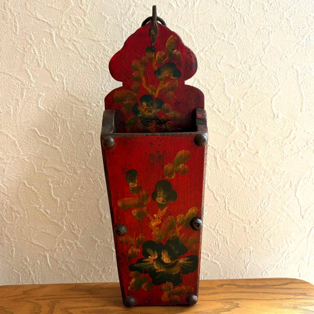 アンティーク 木製 壁掛け　インテリア　蚤の市　小物入れ