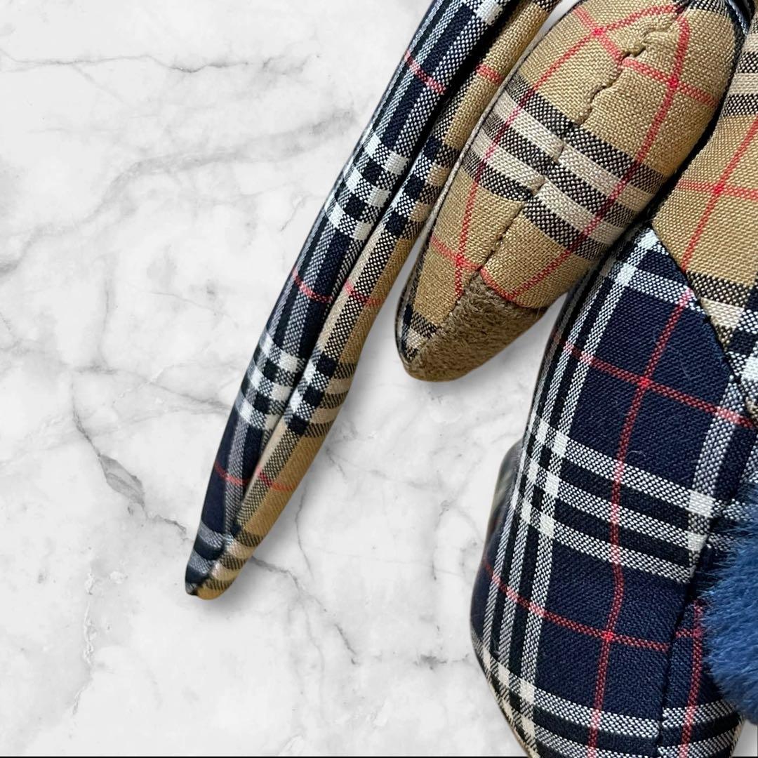 タグ付き！バーバリー チェック柄ラビット うさぎ チャーム コットン レザー