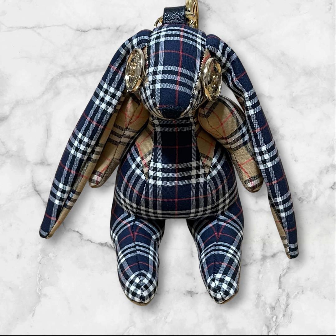 タグ付き！バーバリー チェック柄ラビット うさぎ チャーム コットン レザー