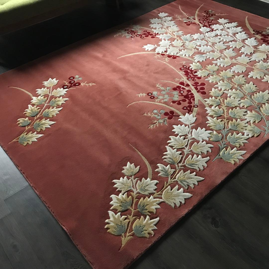 花柄 和風 ラグ ラグマット 段通 絨毯169×241.5cm ローズ