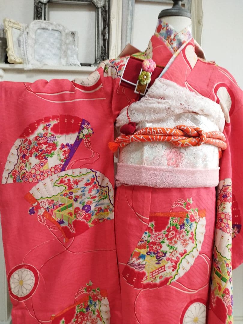専用です☆アンティークピンク着物2点
