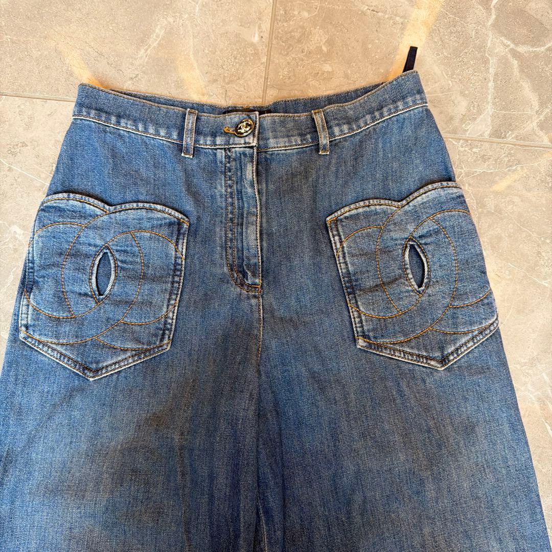 CHANEL デニムパンツ　ワイド　　36