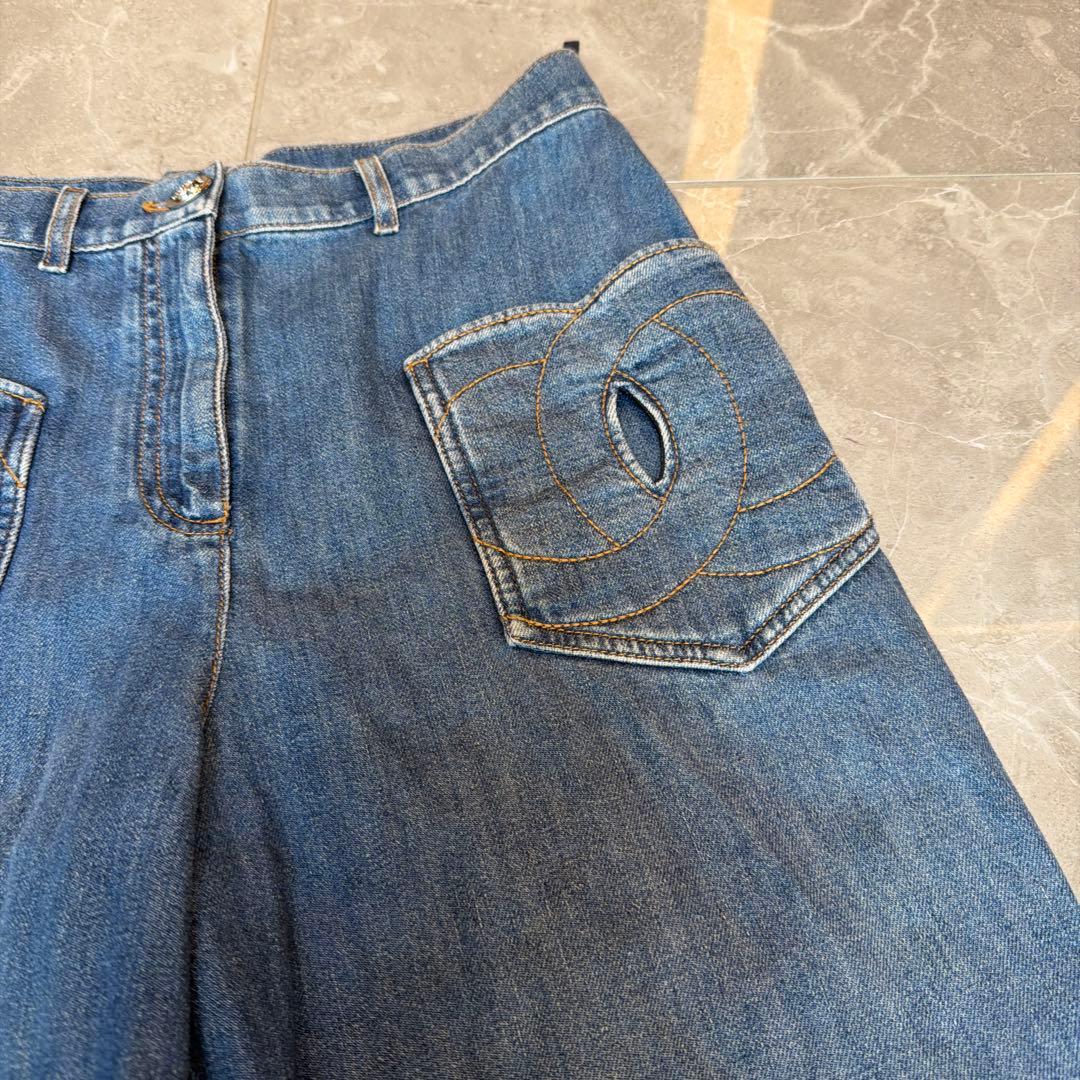 CHANEL デニムパンツ　ワイド　　36