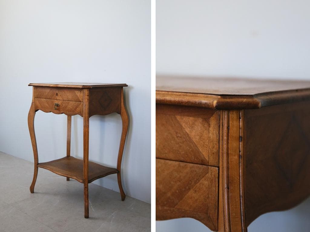 フランスアンティーク◇木製ソーイングテーブル/裁縫箱/机/化粧台(90-195)