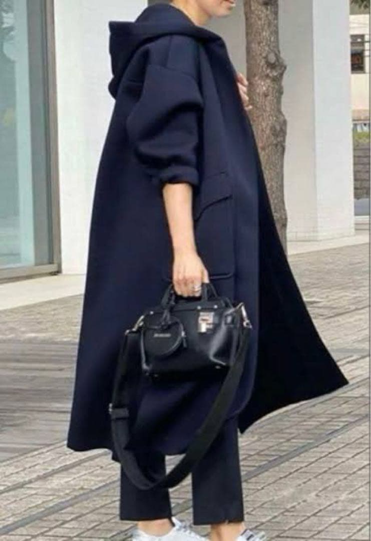 エンフォルド フーデット ボンディングコート 36サイズ ネイビー