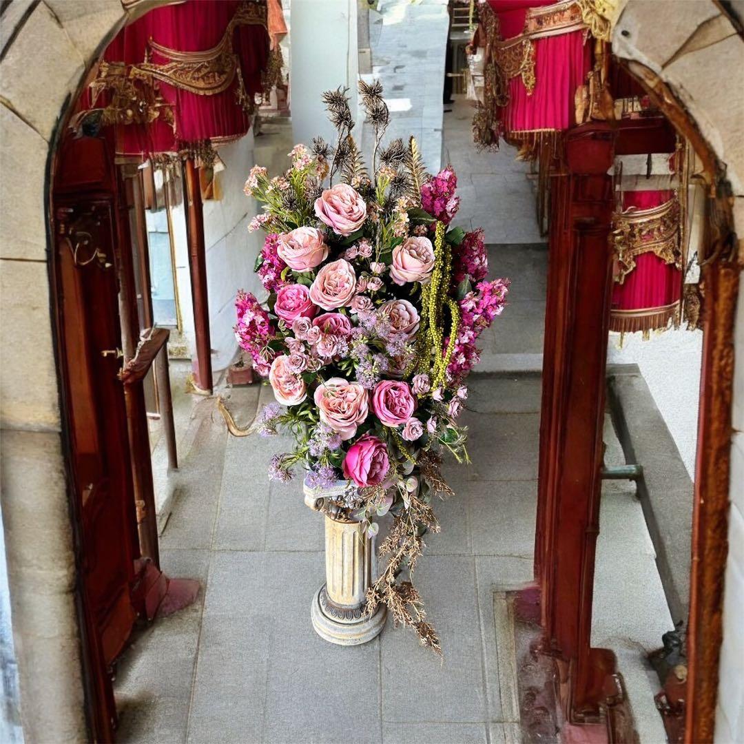 光触媒　人工観葉植物　フェイクグリーン　ピンクベージュローズ@@@