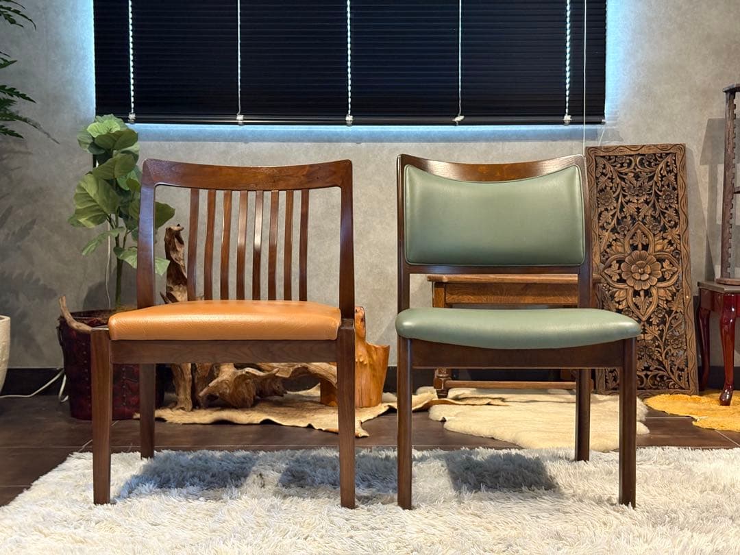 希少　飛騨産業　グリーンレザー　domani ドマーニ　スポークチェア　nG