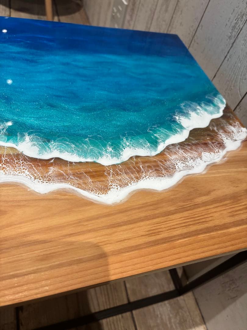 レジンテーブル　レジンアート　サイドテーブル　テーブル　海レジン　40×40