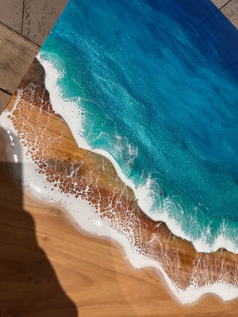 レジンテーブル　レジンアート　サイドテーブル　テーブル　海レジン　40×40