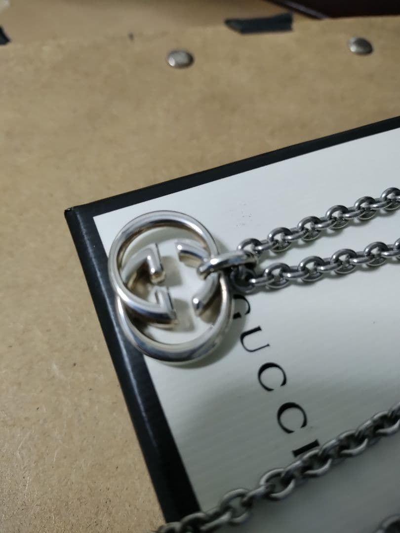 美品 GUCCI グッチ シルバー925インターロッキングネックレス 高級感あり