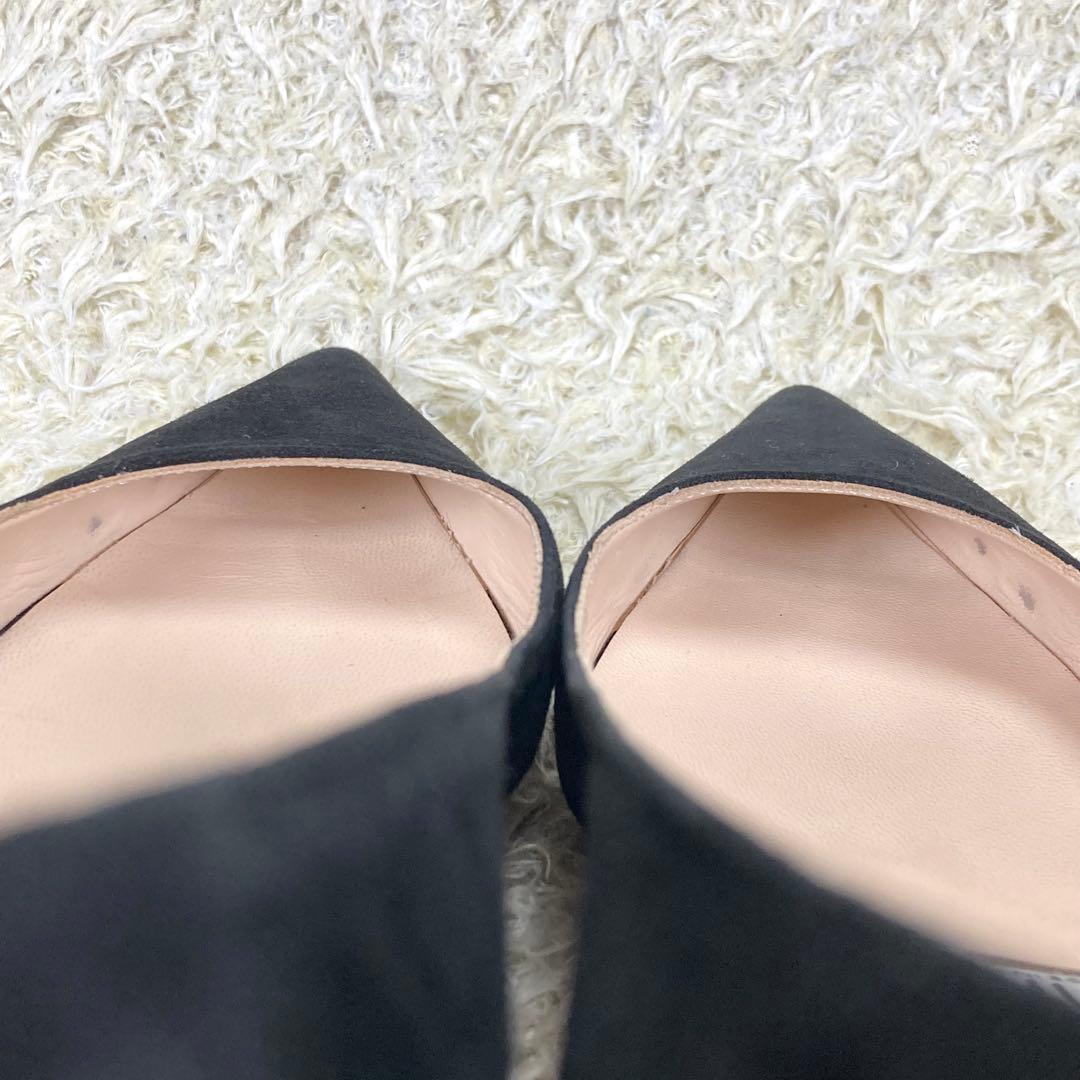 『美品』ネブローニ パンプス スエード ブラック レザー ポインテッドトゥ 黒