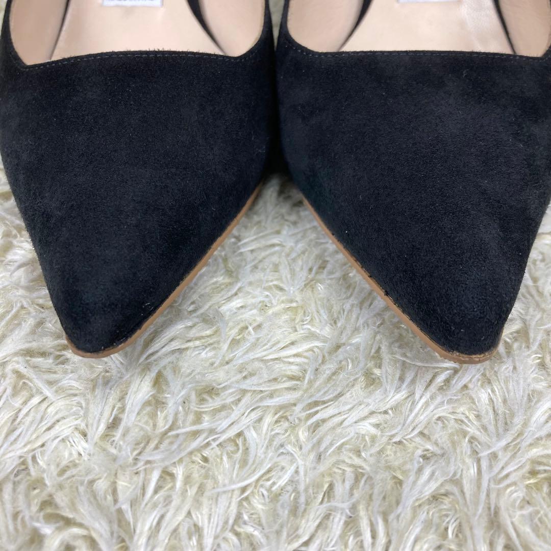 『美品』ネブローニ パンプス スエード ブラック レザー ポインテッドトゥ 黒