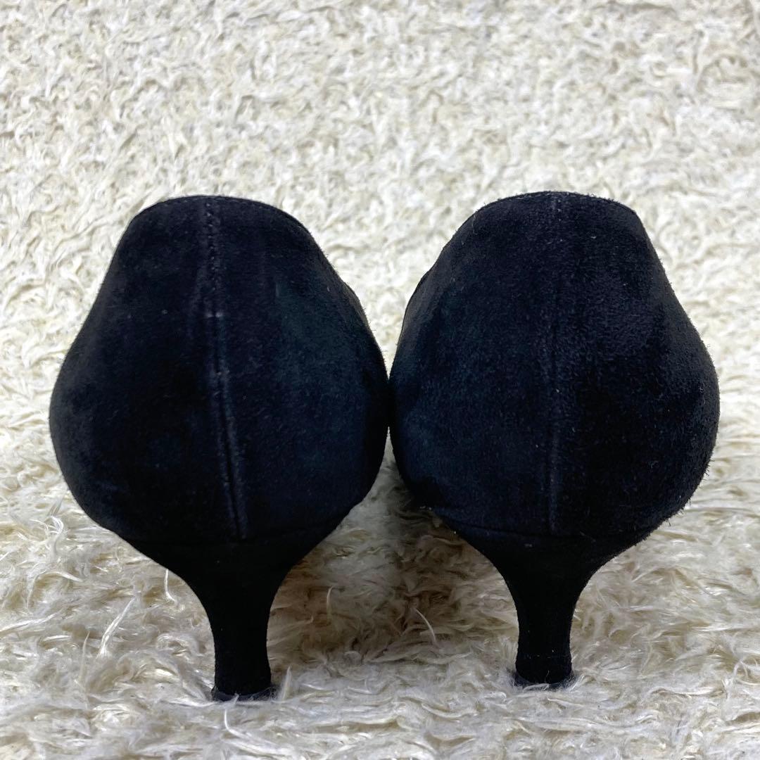 『美品』ネブローニ パンプス スエード ブラック レザー ポインテッドトゥ 黒