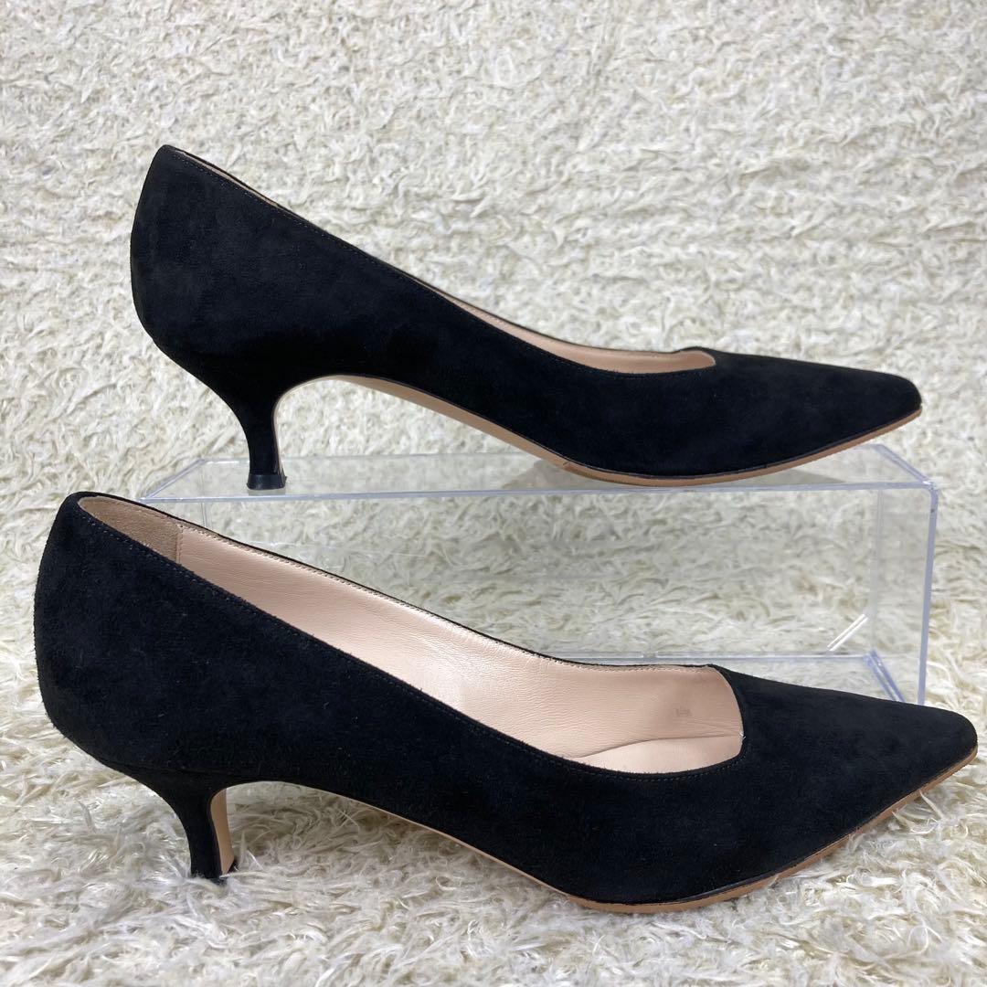 『美品』ネブローニ パンプス スエード ブラック レザー ポインテッドトゥ 黒