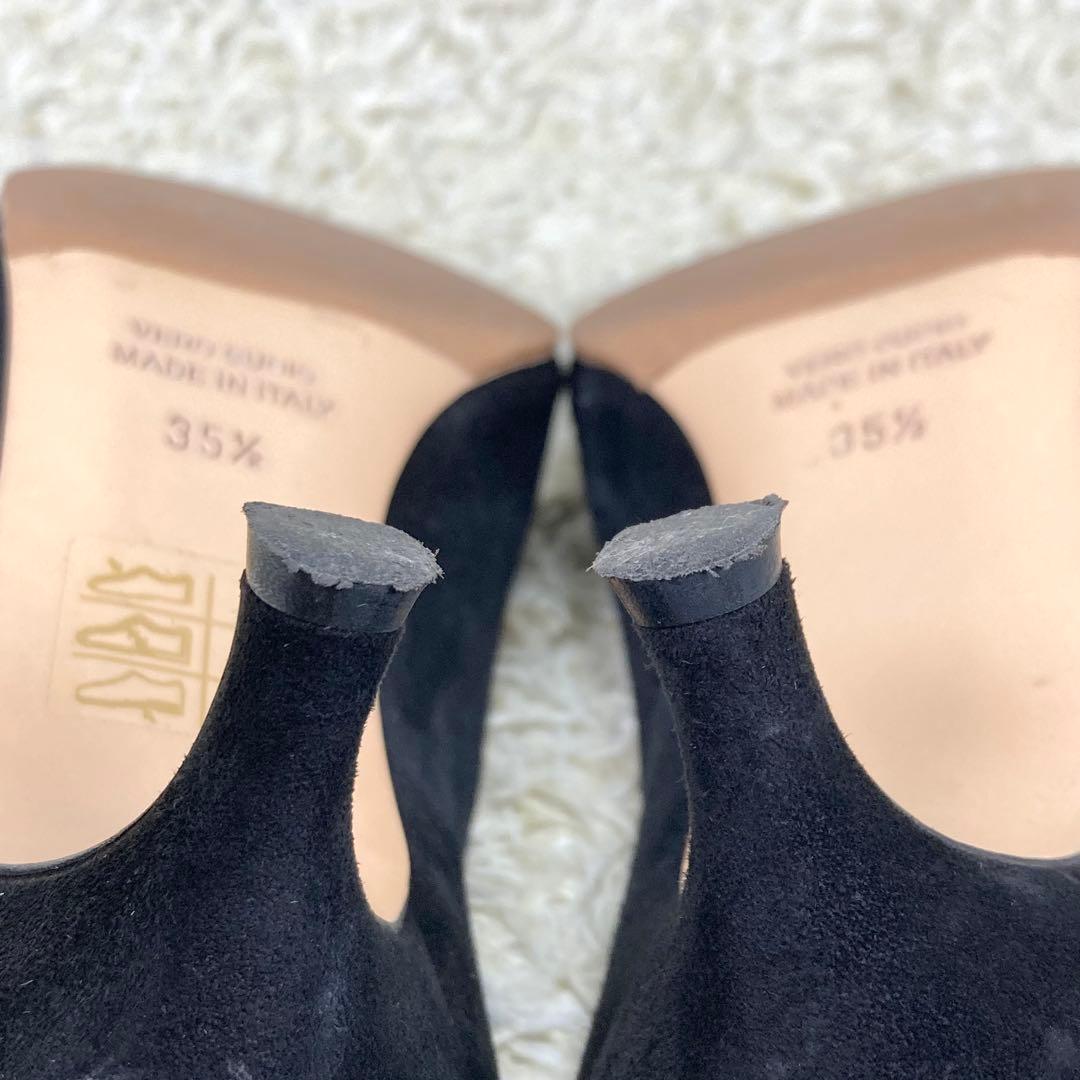 『美品』ネブローニ パンプス スエード ブラック レザー ポインテッドトゥ 黒