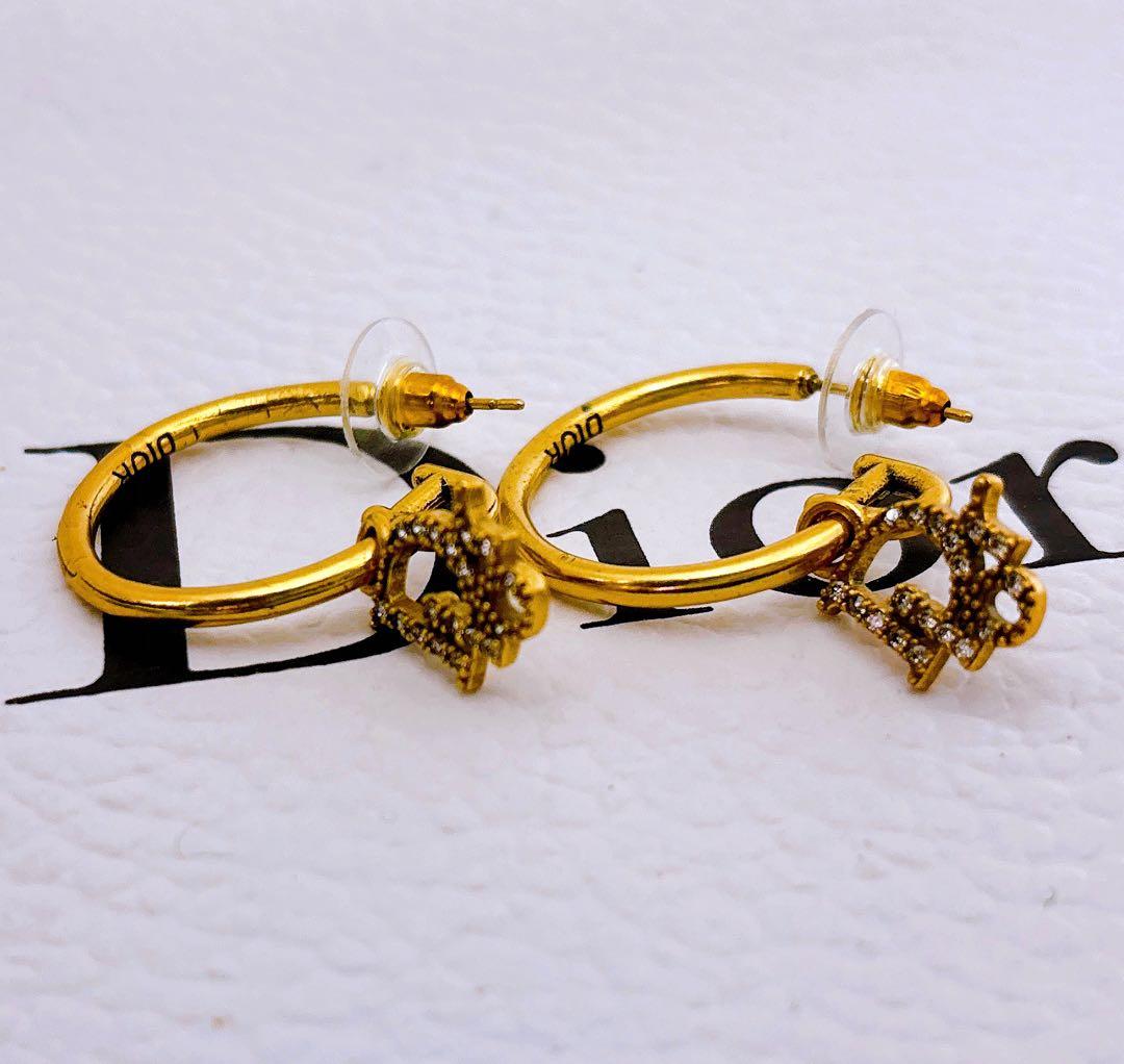Dior ディオール　ゴールド フープピアス ストーン付き　美品
