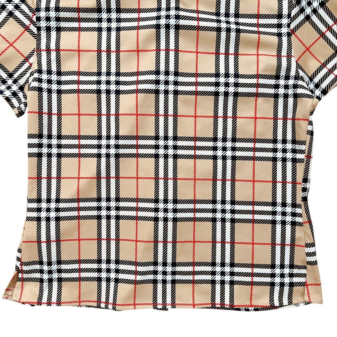 バーバリー ブルーレーベル　ノバチェック　ストレッチシャツ　ポリシャツ　38