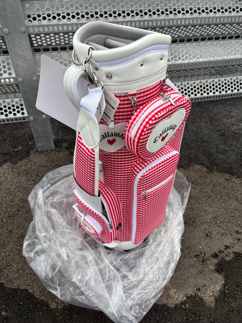 Callaway キャディバッグ レディース 赤と白のチェック柄