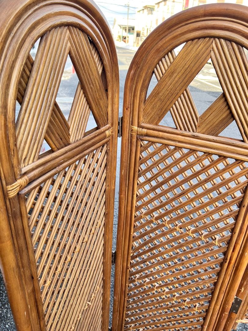 パーテーション ラタン パーティション 籐 衝立 おしゃれ 間仕切り 4連 和風