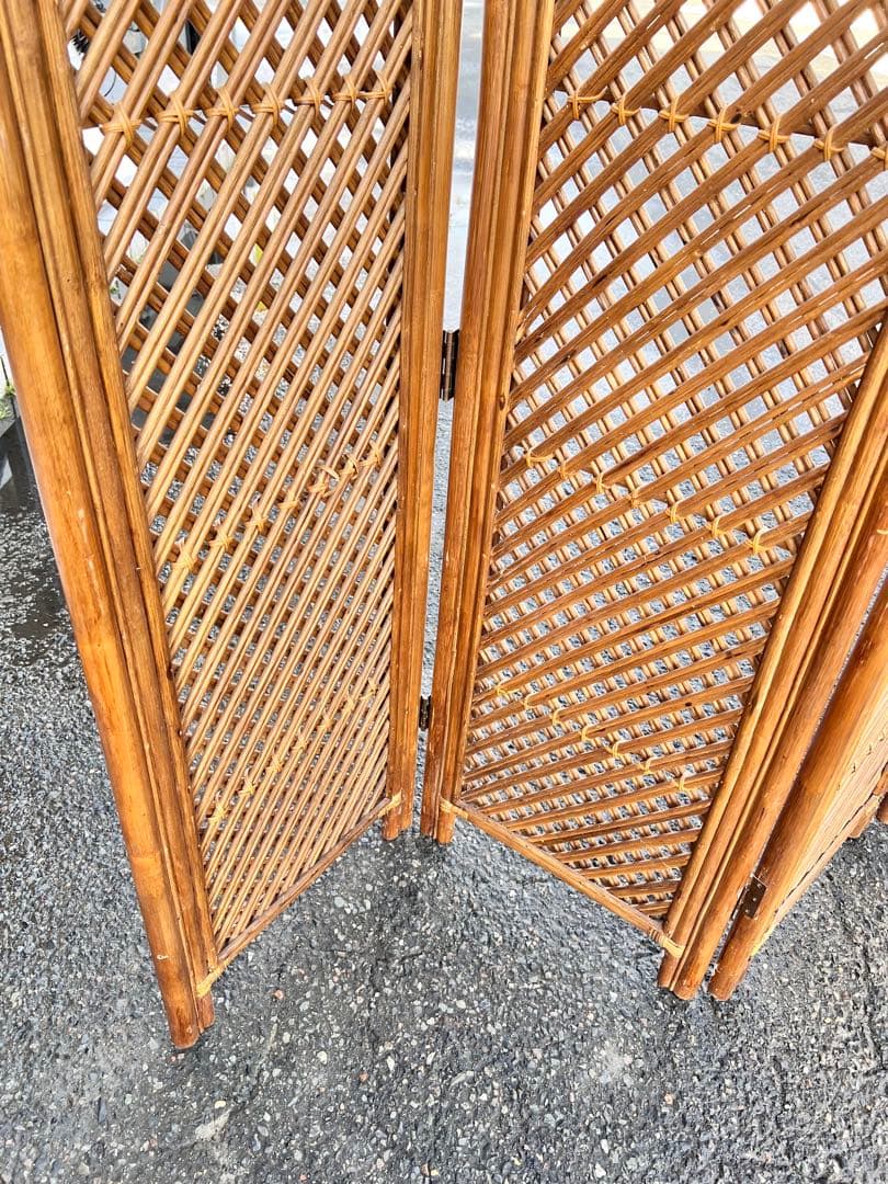 パーテーション ラタン パーティション 籐 衝立 おしゃれ 間仕切り 4連 和風