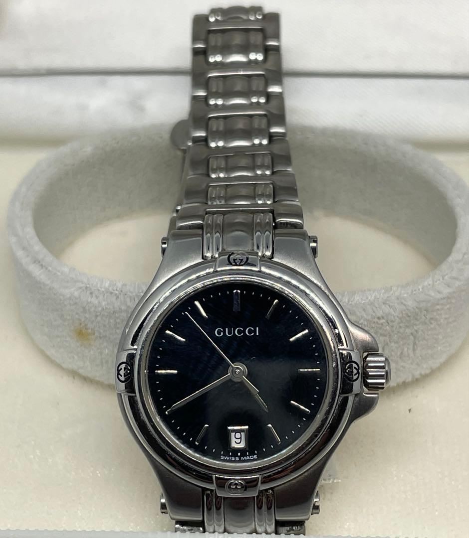GUCCI 9040L ラウンドデイト Qz ブラック 電池交換済み