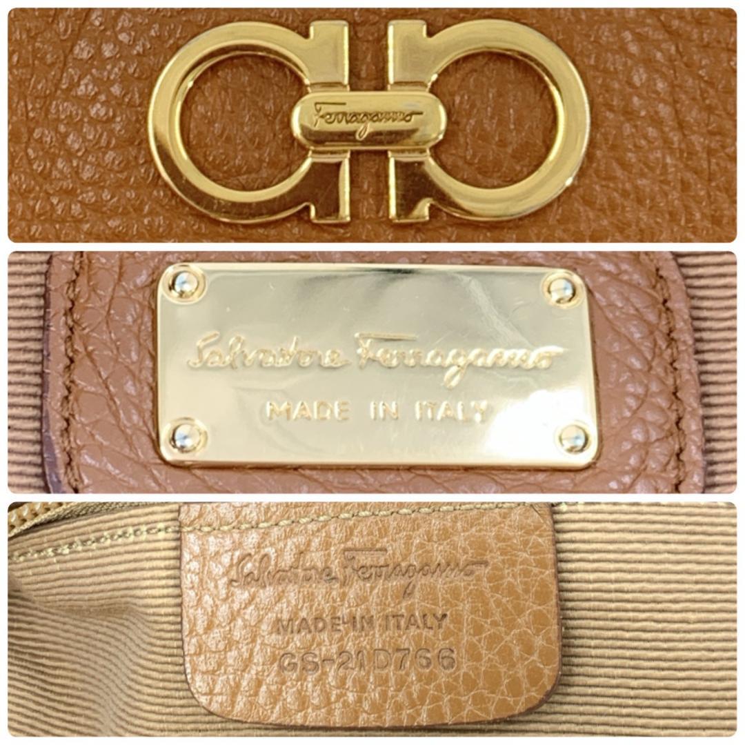 サルヴァトーレフェラガモ ダブルガンチーニ トートバッグ シボレザー ブラウン