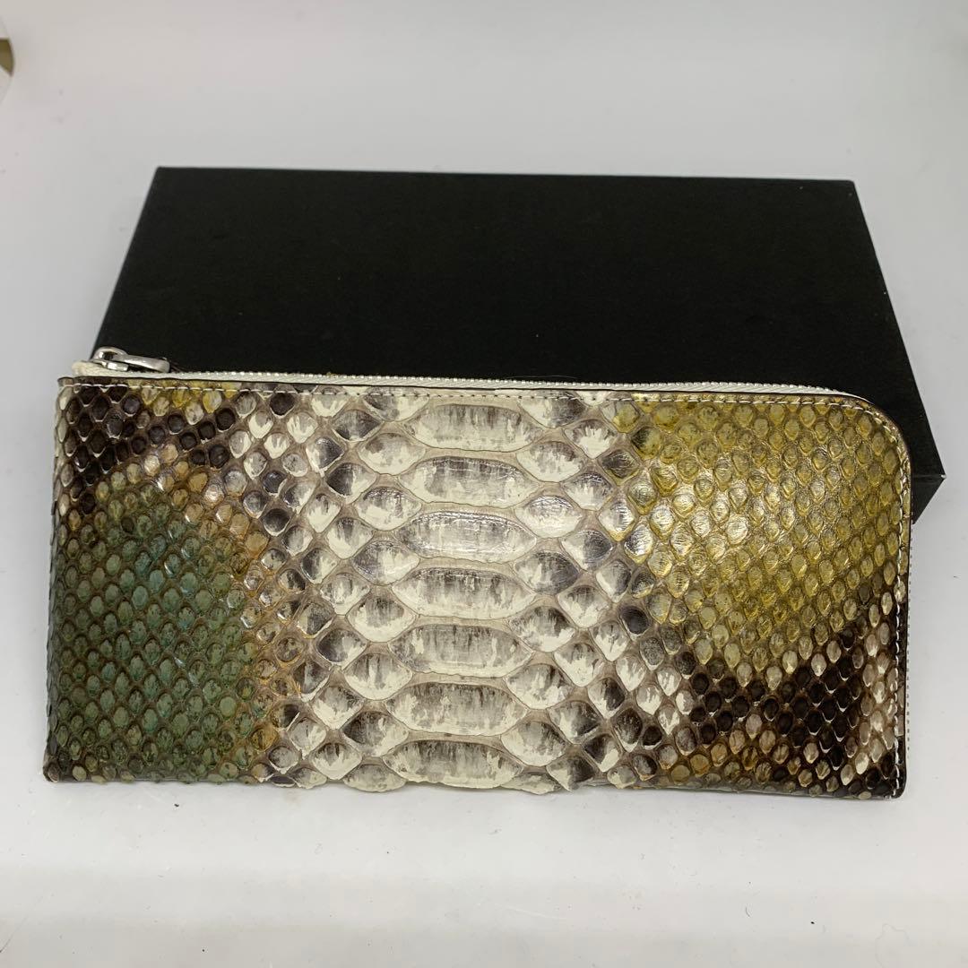 田川英樹 さん専用新品　一枚革　蛇革パイソン　Ｌ型 ミックスカラー長財布