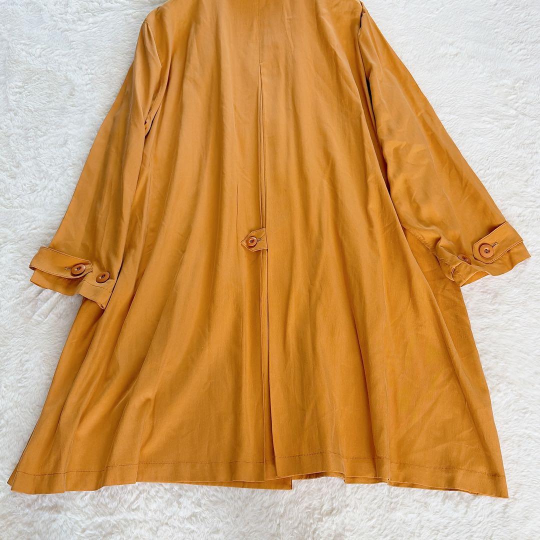 極美品✨【ディオール】シルク100%ダブルトレンチコート マスタードイエロー M