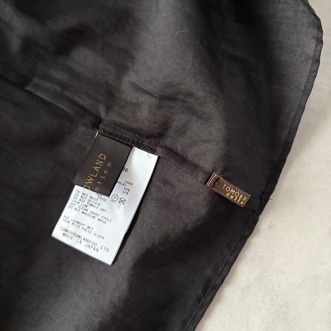 トゥモローランドコレクション　刺繍　バンドカラー　フレンチスリーブ　ブラウス　黒