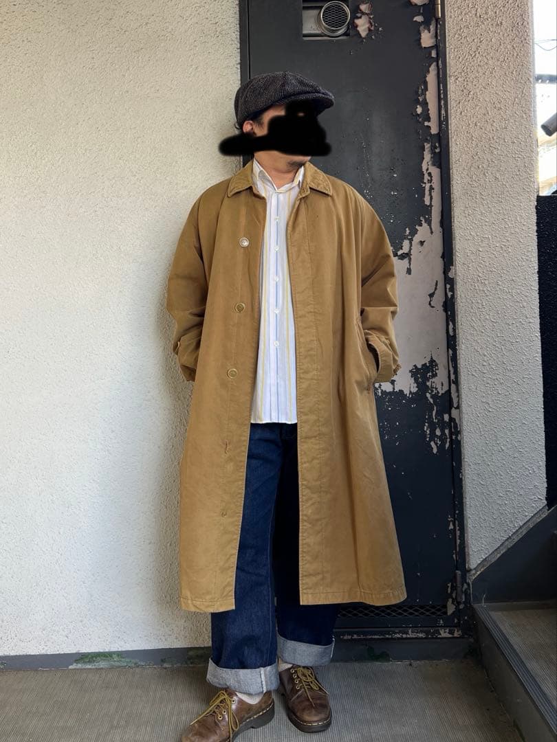 unknown ブラウン ステンカラーコート ヴィンテージ 一枚袖同様　コットン