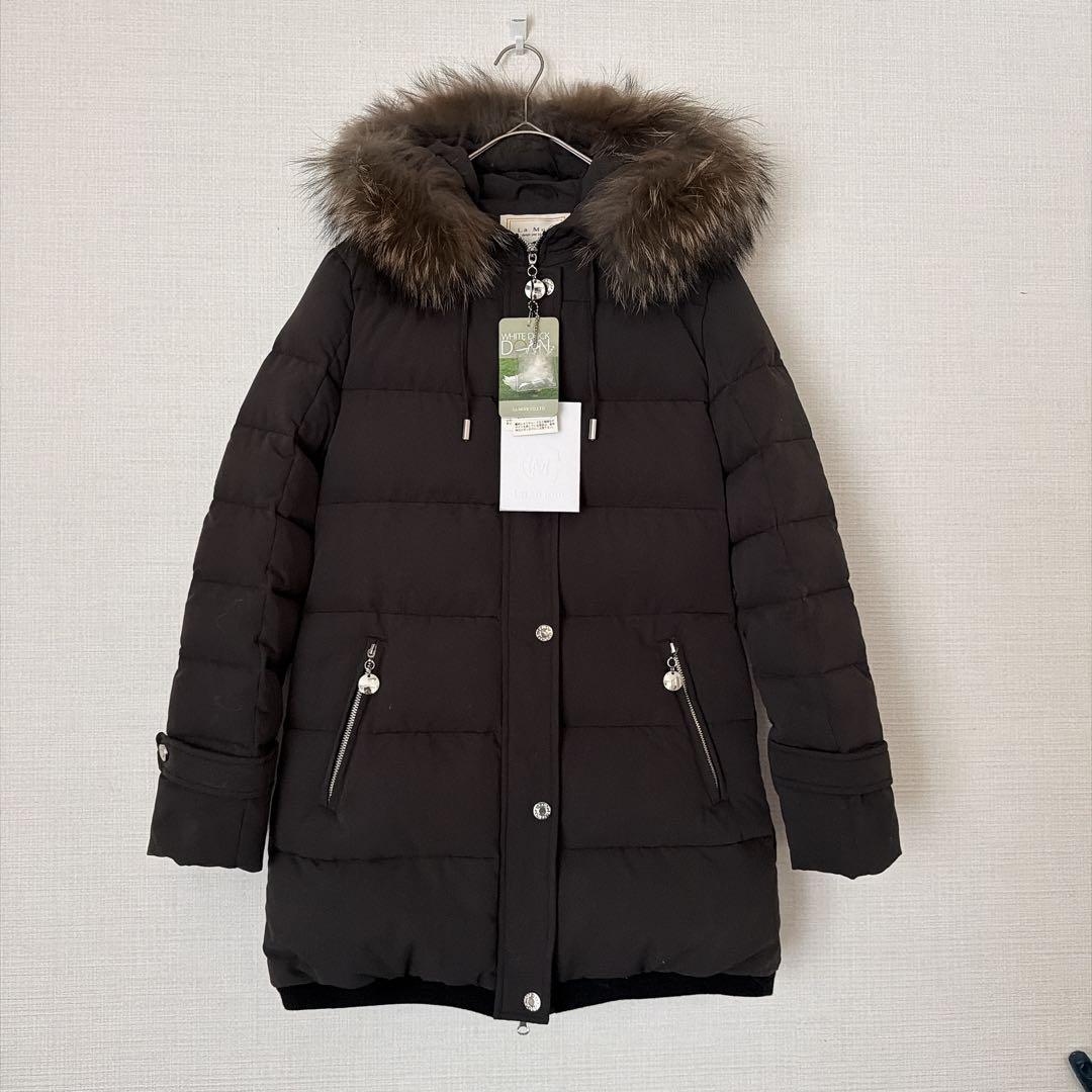 La Mode ダウンジャケット ラクーンファー フェザー 細見え 40