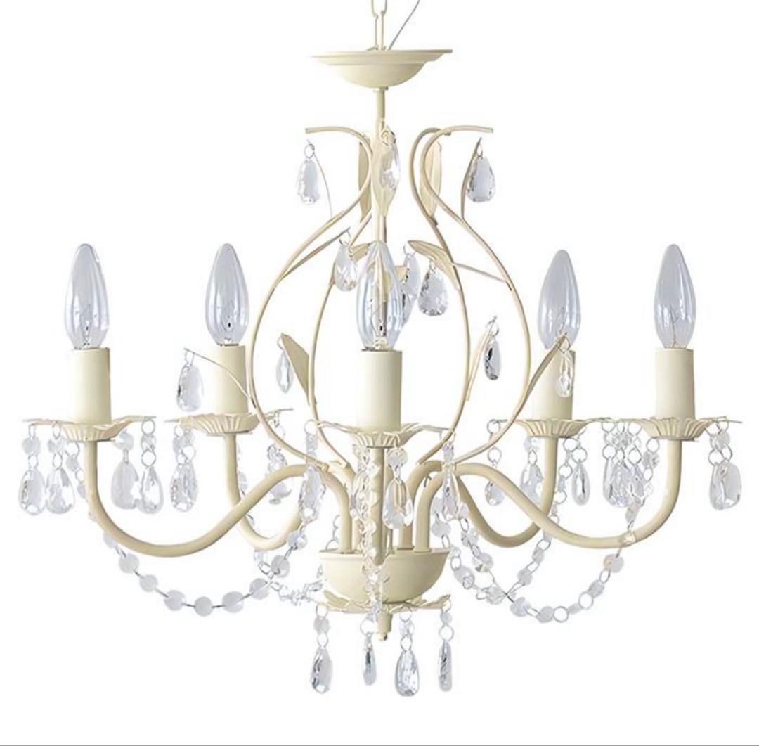 ホワイトシャンデリア 5灯 照明 オシャレ LED アンティーク