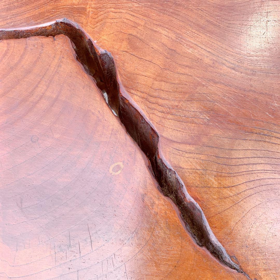 【稀少】昭和レトロ 木製 天然木 欅材 一枚板 脚付き座卓 センターテーブル