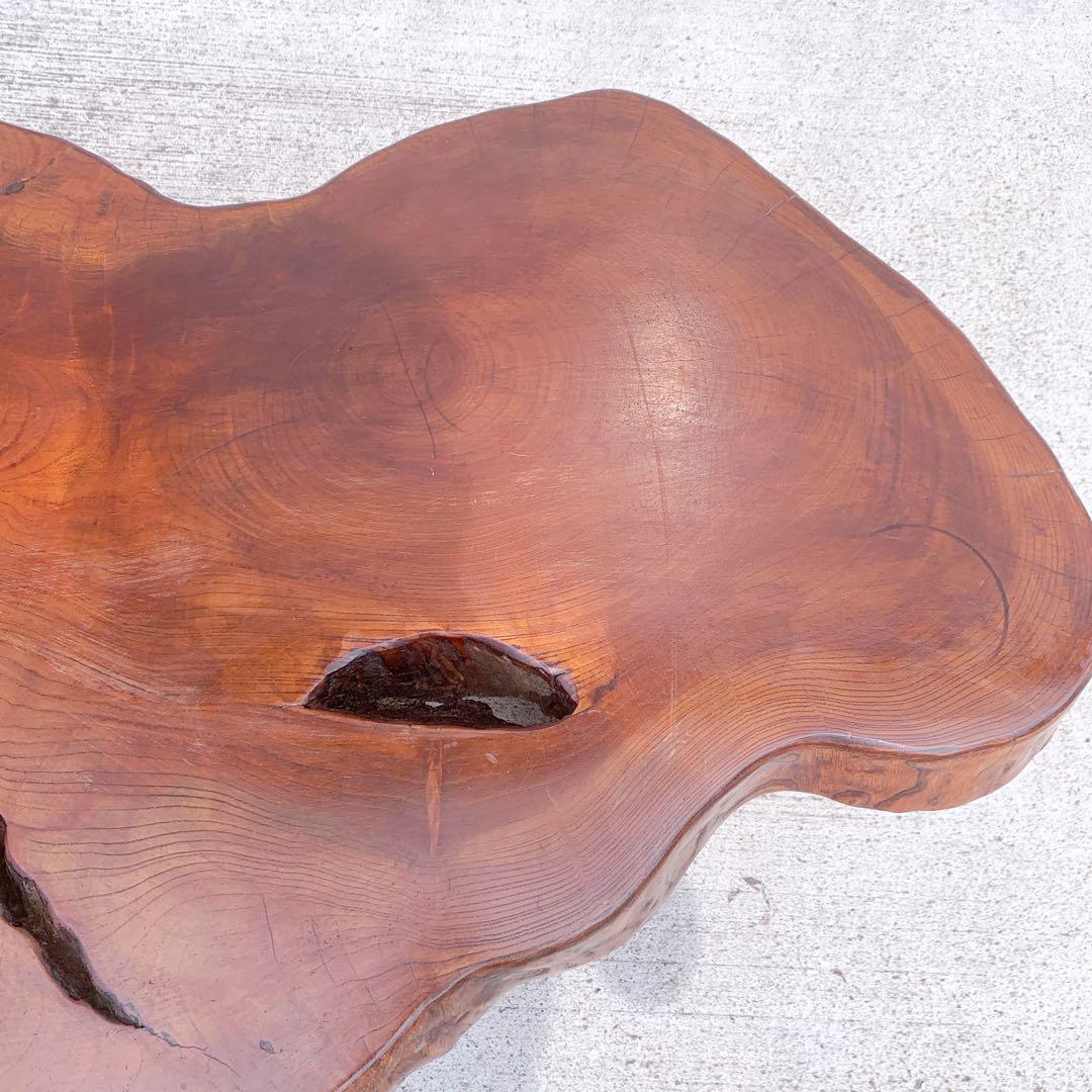 【稀少】昭和レトロ 木製 天然木 欅材 一枚板 脚付き座卓 センターテーブル