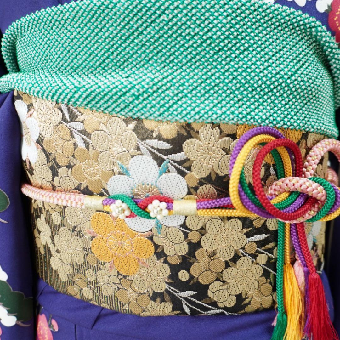 振袖　フルセット5点セット　【346i 】正絹　成人式　青系