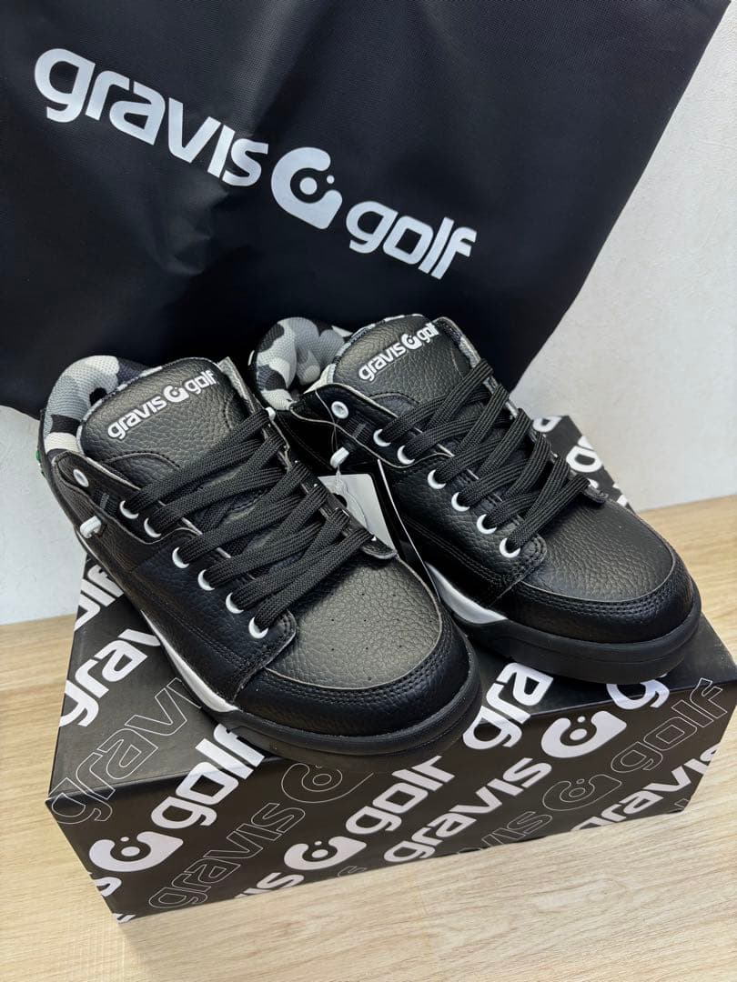 グラビス ゴルフ シューズ 24cm 15903 ブラック　カモフラ柄