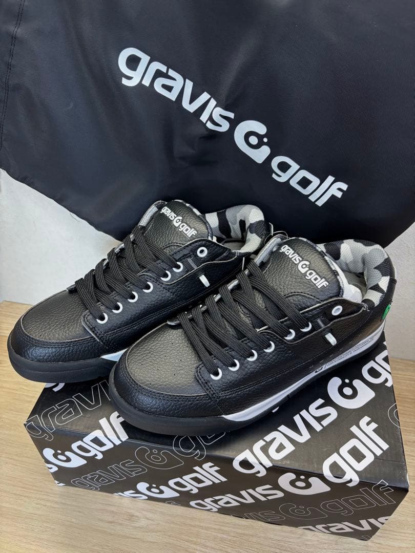 グラビス ゴルフ シューズ 24cm 15903 ブラック　カモフラ柄