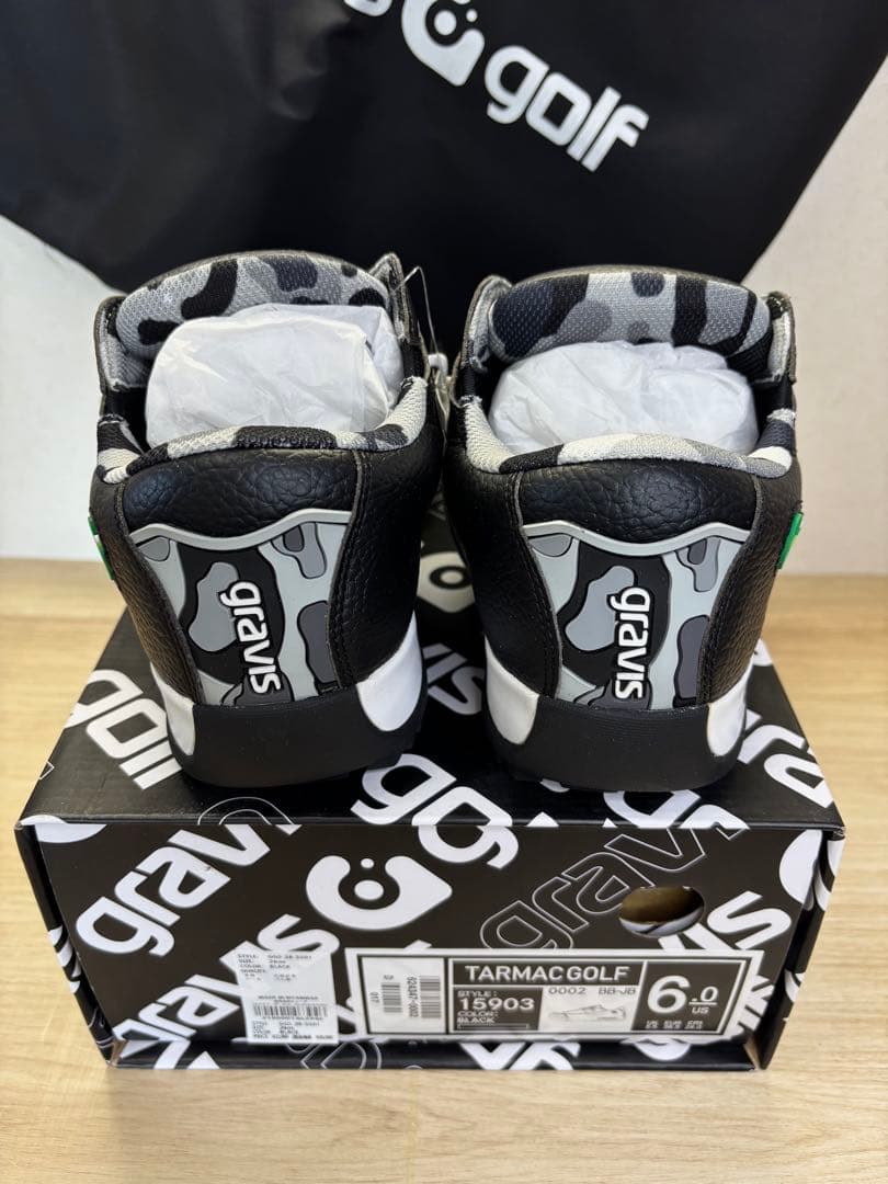 グラビス ゴルフ シューズ 24cm 15903 ブラック　カモフラ柄