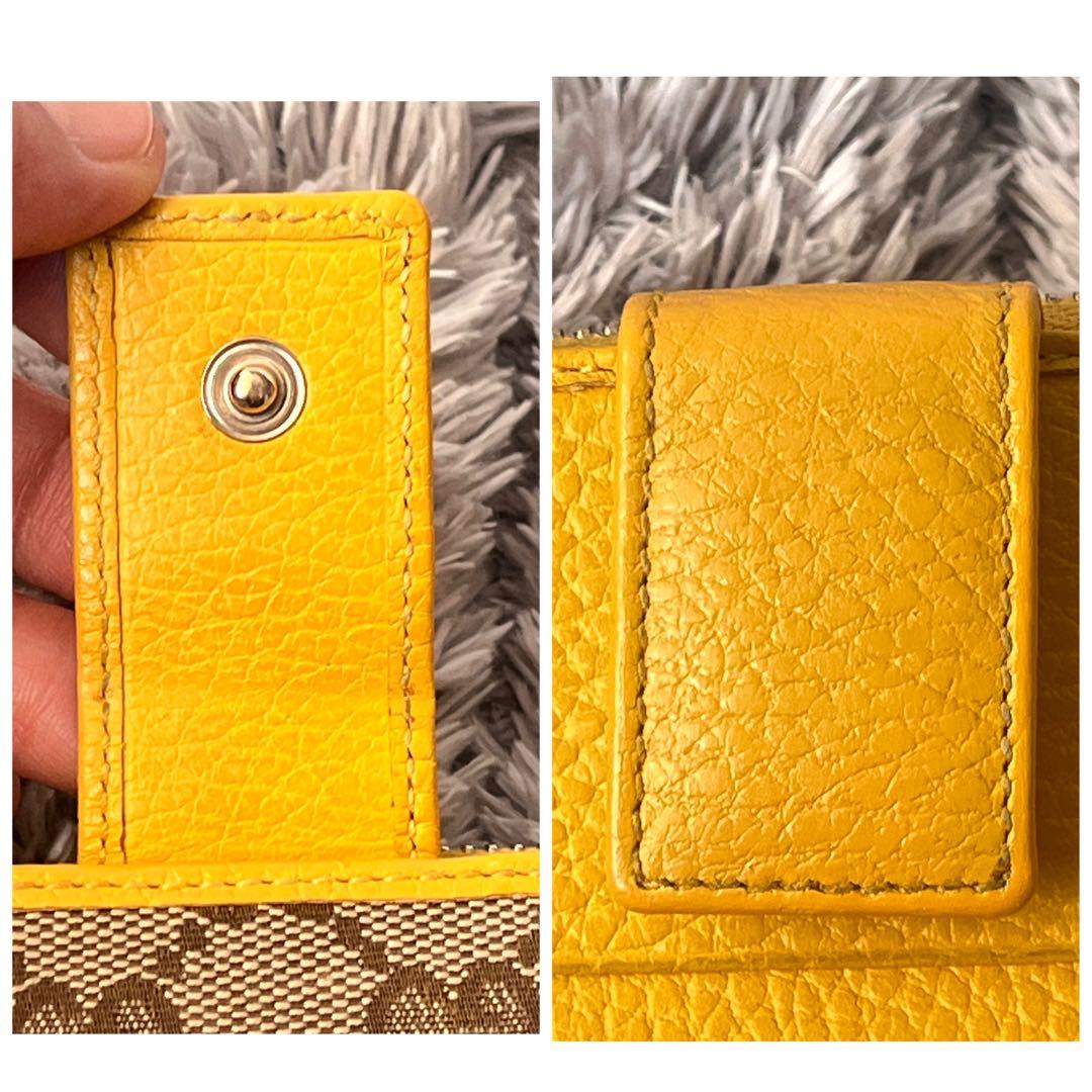 良品✨GUCCI GGキャンバス 折り財布　イエロー　メンズ　レディース