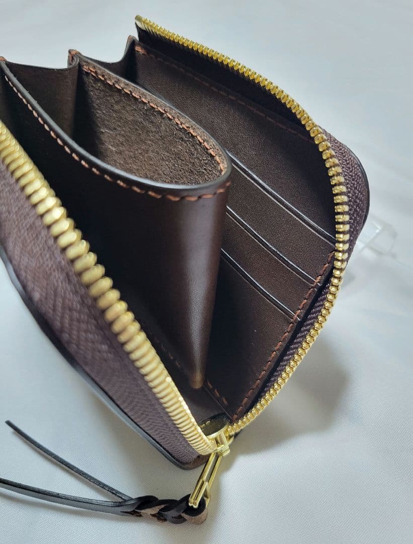 L字ファスナー財布　レザークラフト　ミニ財布　小銭入れ　ハンドメイド