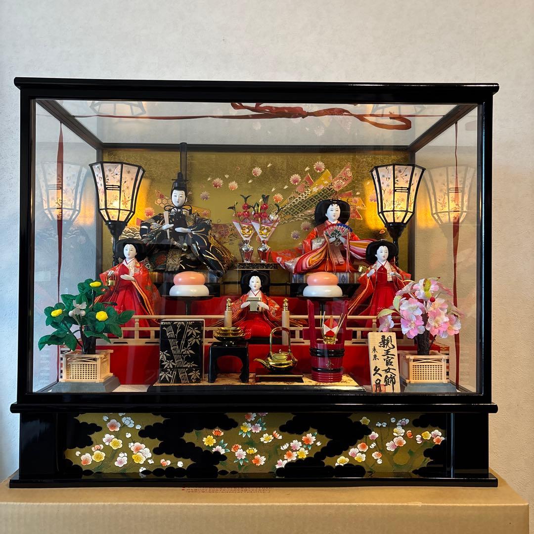 雛人形 ひな人形 久月 ケース飾り 五人飾り オルゴール付