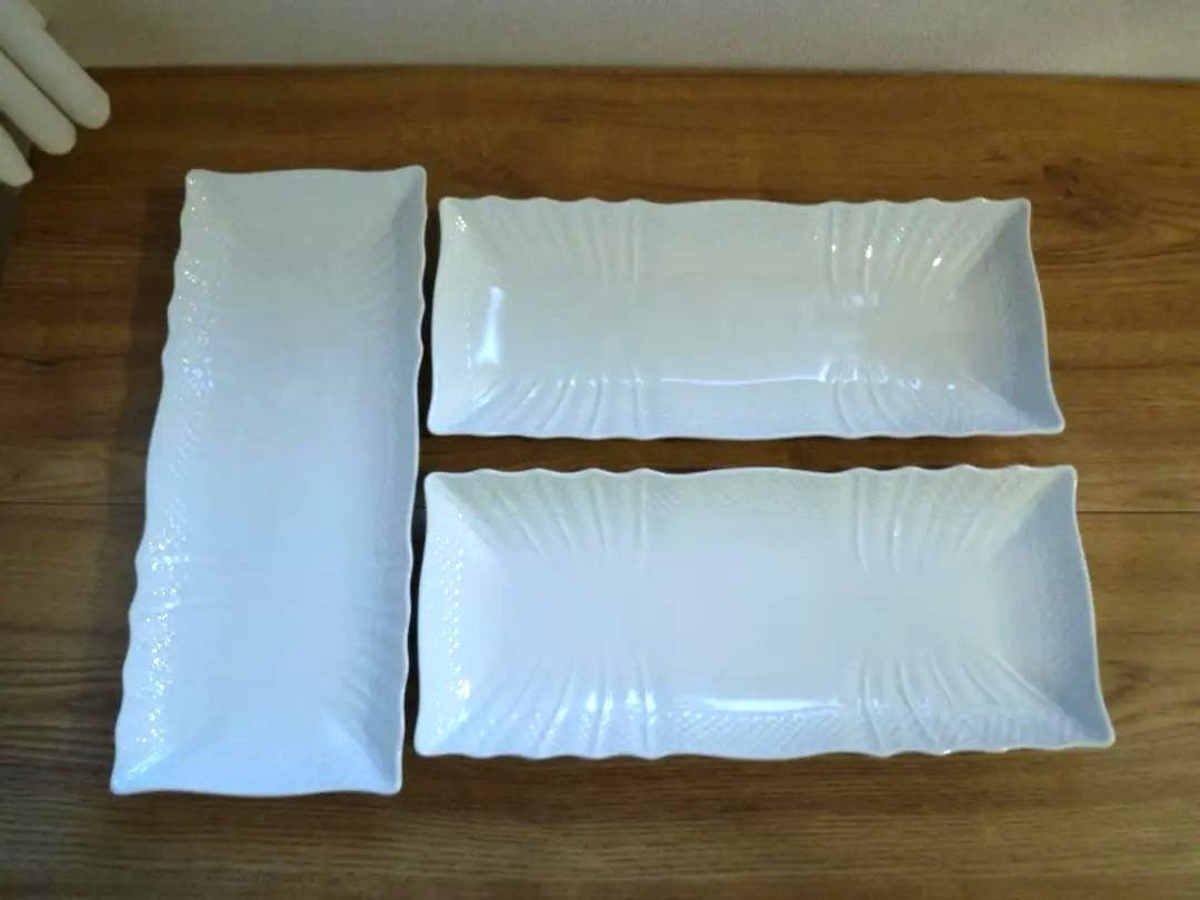 リチャードジノリ ベッキオホワイト 長方形皿、3枚