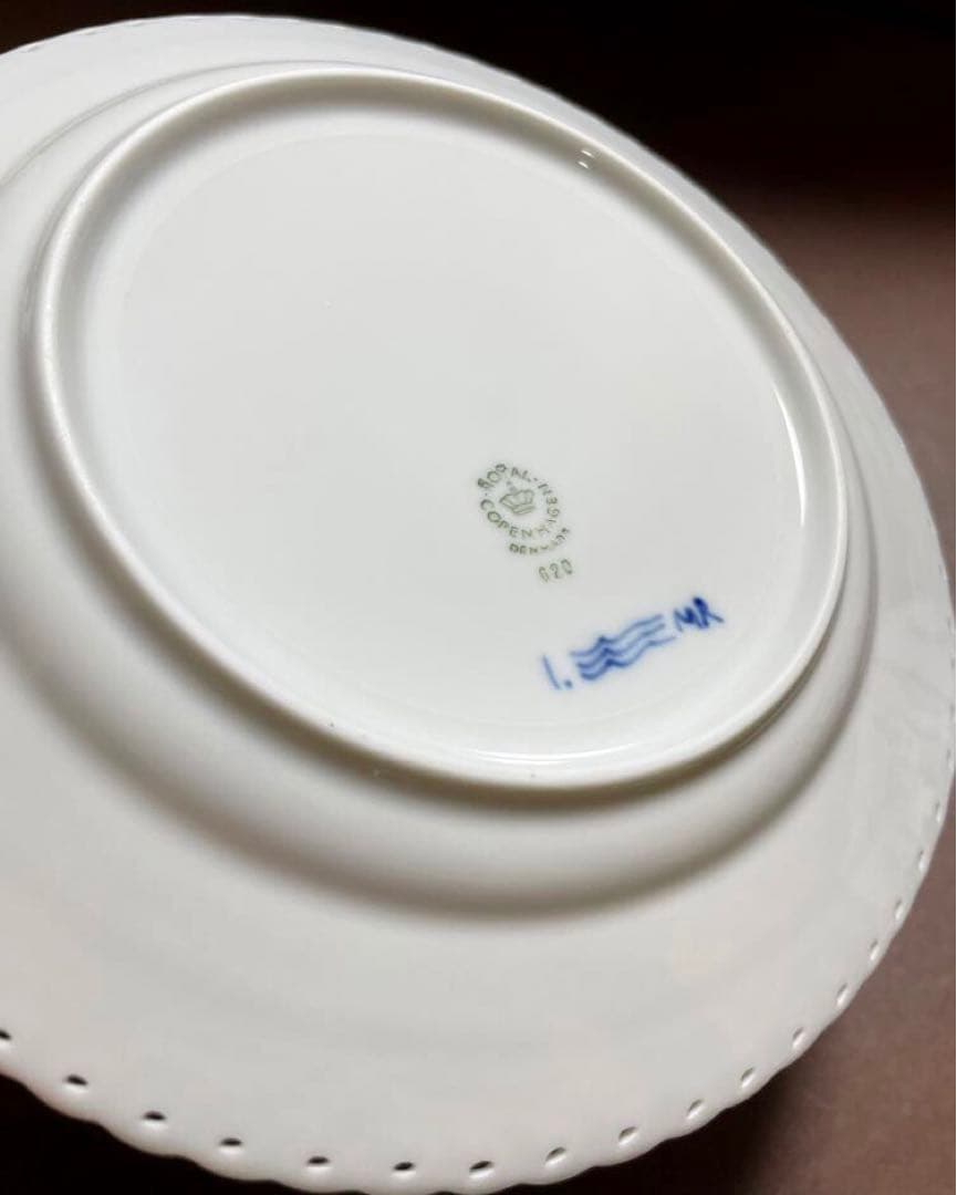 ロイヤルコペンハーゲンブルーフルーテッドフルレースプレートペア19cm未使用美品