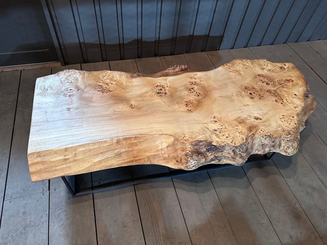 【早い者勝ち！SALE！】ポプラ　一枚板テーブル　店舗什器　アイアン脚