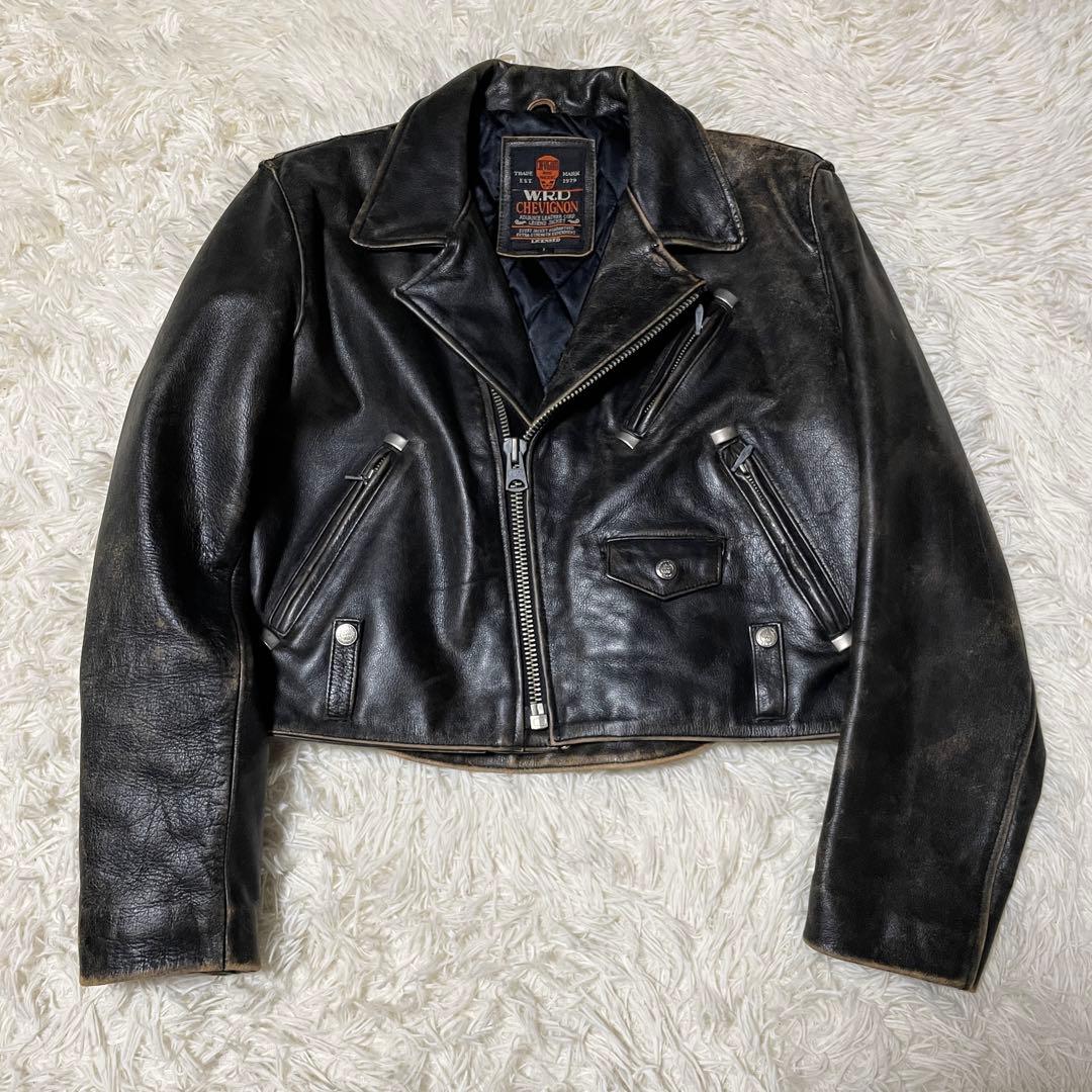 CHEVIGNON キルティング 牛革ライダース ダブルライダース