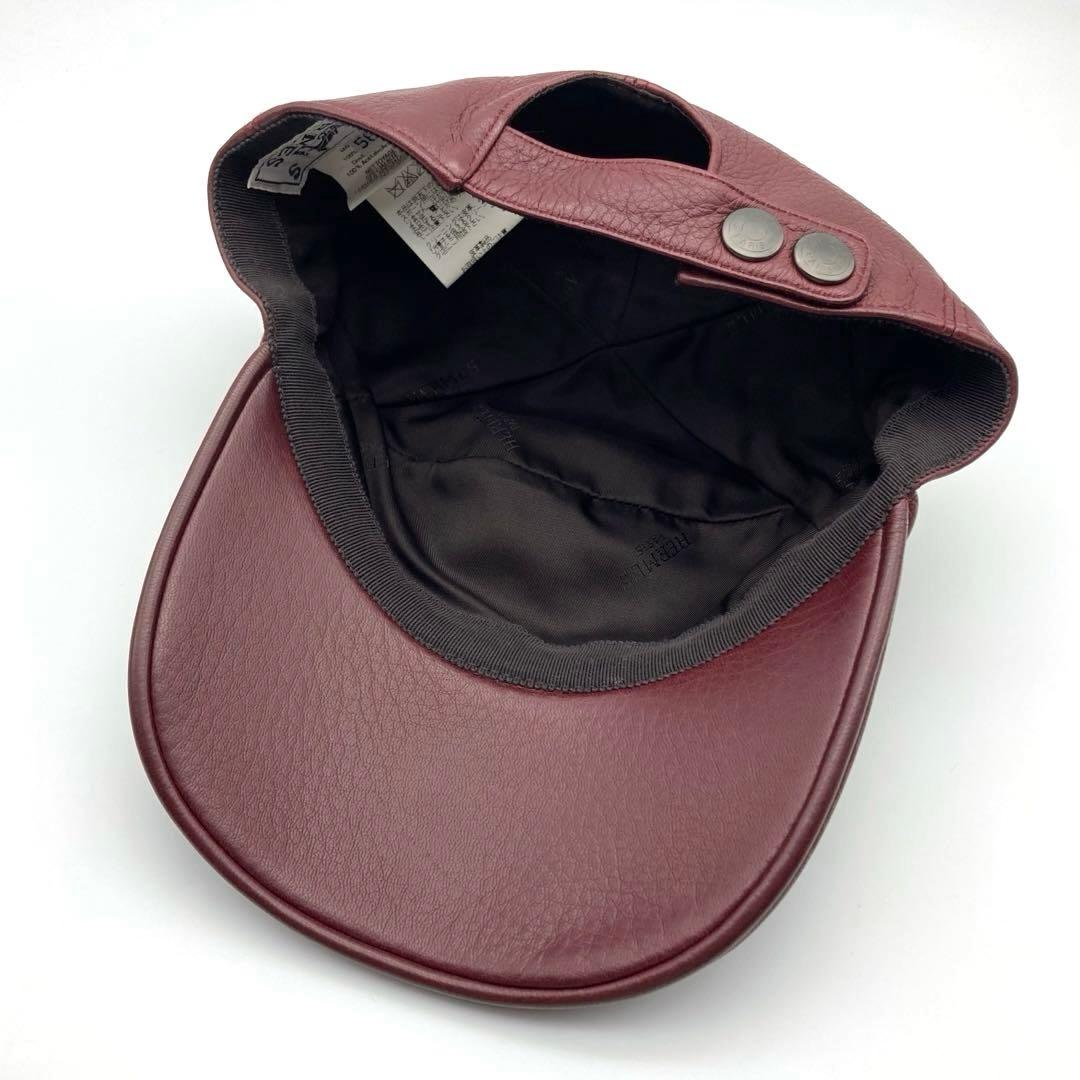 【美品】エルメス ディアスキン キャップ Hロゴ刺繍 クルードセル セリエボタン