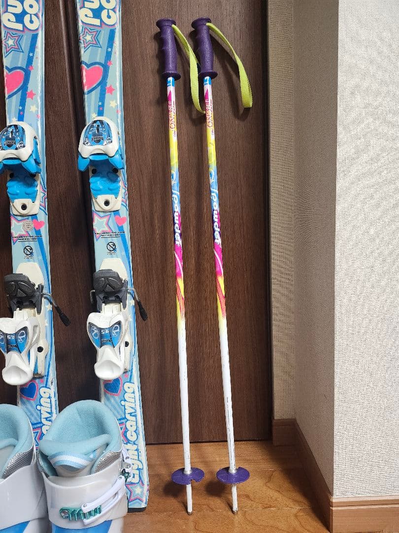 子供用スキーセット　スキー板　120cm　 ブーツ　22m　ストック85cm