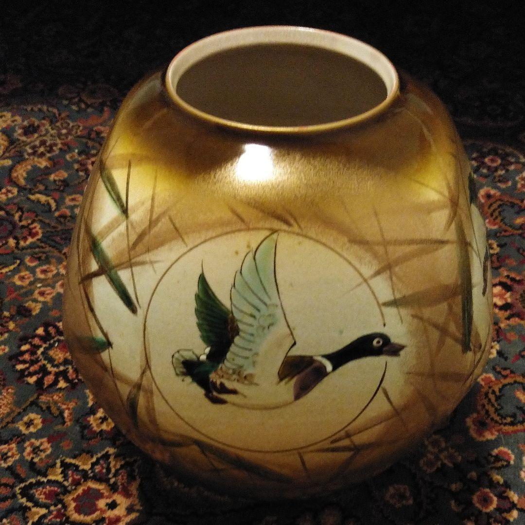 九谷焼花瓶/８号かもめ【吉田勝山】木箱付